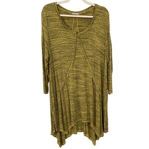 Mod-O-Doc Space Dyed Tunic Dress Womens XL Relaxed Fit Yellow Black Lagenlook